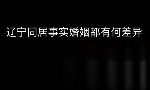 辽宁同居事实婚姻都有何差异