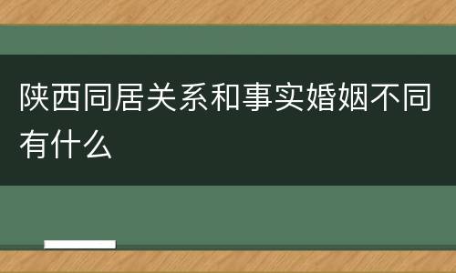 陕西同居关系和事实婚姻不同有什么
