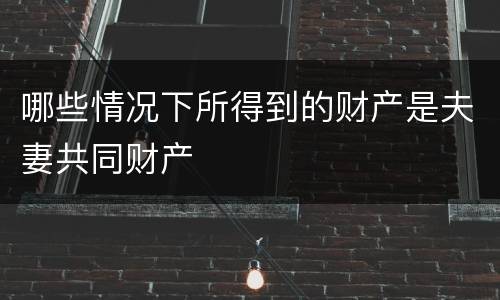 哪些情况下所得到的财产是夫妻共同财产