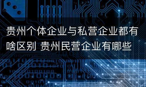 贵州个体企业与私营企业都有啥区别 贵州民营企业有哪些