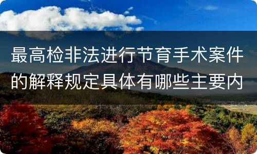 最高检非法进行节育手术案件的解释规定具体有哪些主要内容