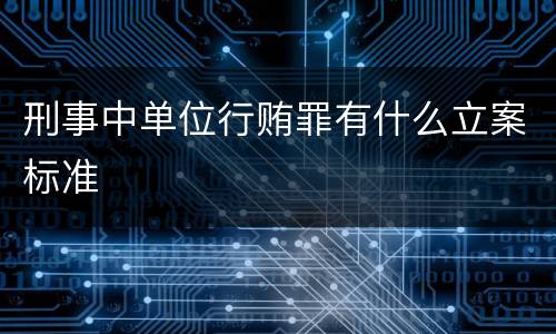 刑事中单位行贿罪有什么立案标准