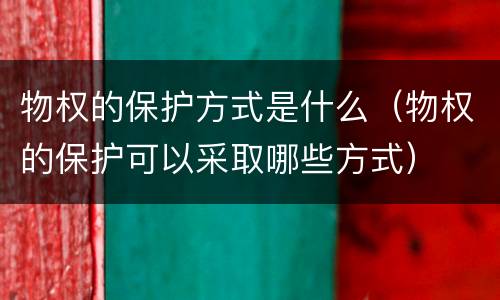 物权的保护方式是什么（物权的保护可以采取哪些方式）