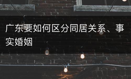 广东要如何区分同居关系、事实婚姻
