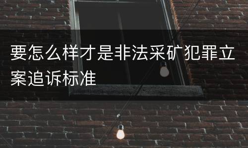 要怎么样才是非法采矿犯罪立案追诉标准