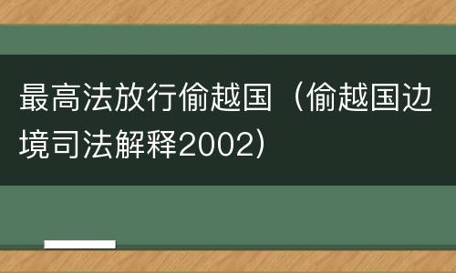 最高法放行偷越国（偷越国边境司法解释2002）