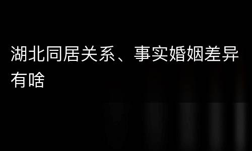 湖北同居关系、事实婚姻差异有啥