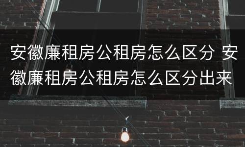 安徽廉租房公租房怎么区分 安徽廉租房公租房怎么区分出来