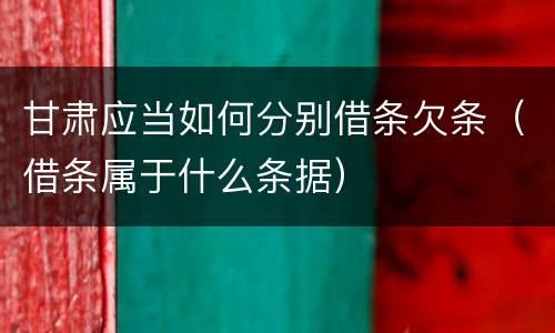 甘肃应当如何分别借条欠条（借条属于什么条据）