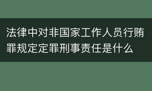 法律中对非国家工作人员行贿罪规定定罪刑事责任是什么