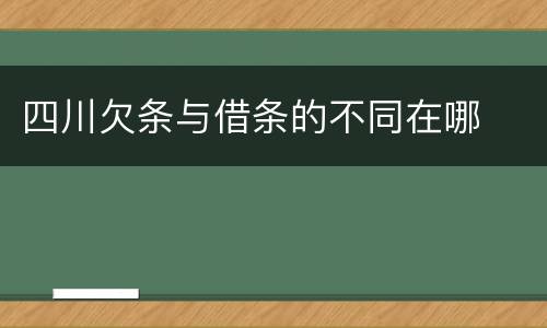 四川欠条与借条的不同在哪