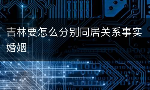 吉林要怎么分别同居关系事实婚姻