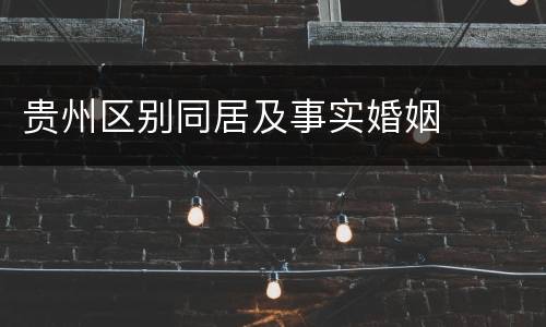 贵州区别同居及事实婚姻