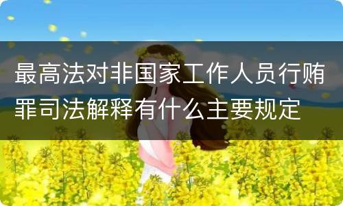 最高法对非国家工作人员行贿罪司法解释有什么主要规定