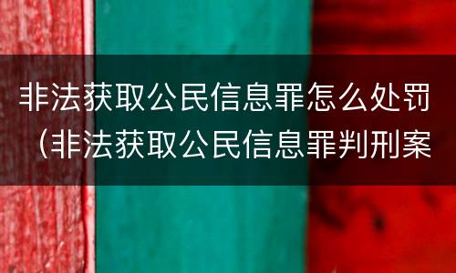 非法获取公民信息罪怎么处罚（非法获取公民信息罪判刑案例）