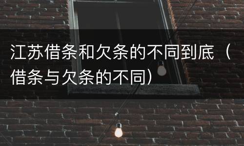 江苏借条和欠条的不同到底（借条与欠条的不同）