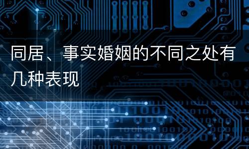 同居、事实婚姻的不同之处有几种表现