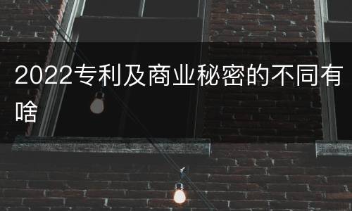 2022专利及商业秘密的不同有啥