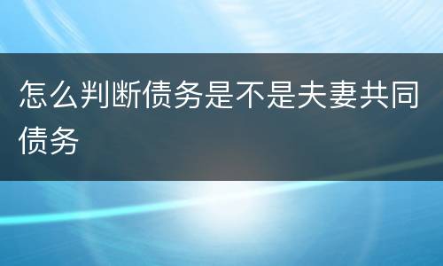 怎么判断债务是不是夫妻共同债务