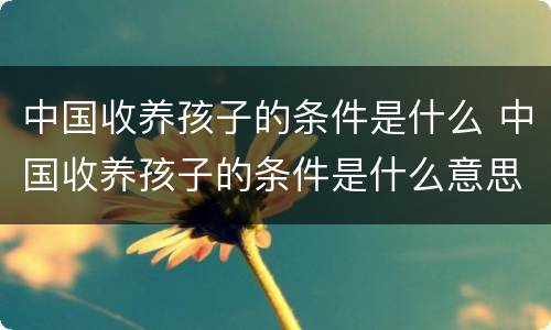 中国收养孩子的条件是什么 中国收养孩子的条件是什么意思
