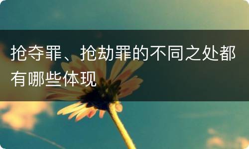 抢夺罪、抢劫罪的不同之处都有哪些体现