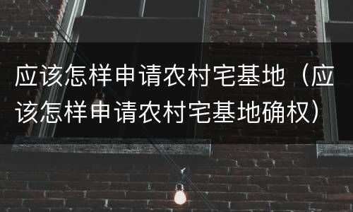应该怎样申请农村宅基地（应该怎样申请农村宅基地确权）