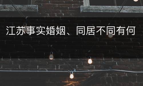 江苏事实婚姻、同居不同有何