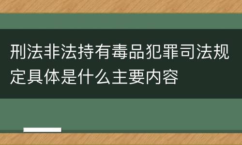 刑法非法持有毒品犯罪司法规定具体是什么主要内容