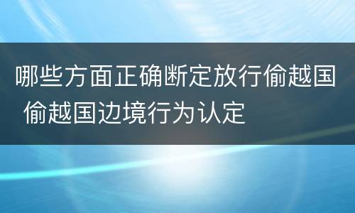 哪些方面正确断定放行偷越国 偷越国边境行为认定