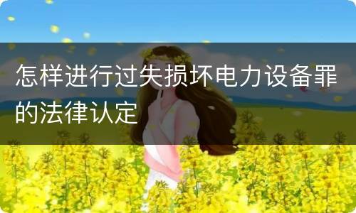 怎样进行过失损坏电力设备罪的法律认定