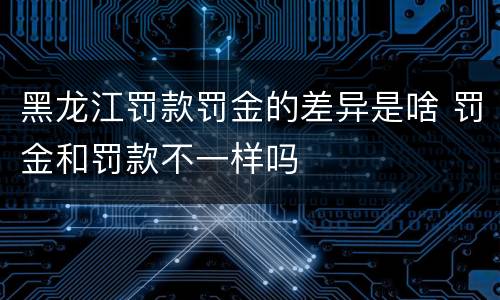 黑龙江罚款罚金的差异是啥 罚金和罚款不一样吗
