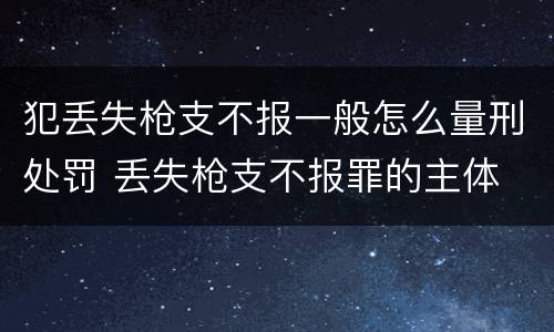 犯丢失枪支不报一般怎么量刑处罚 丢失枪支不报罪的主体