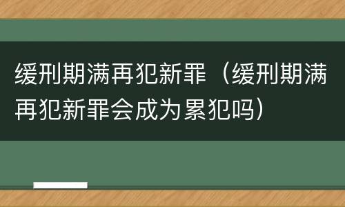 缓刑期满再犯新罪（缓刑期满再犯新罪会成为累犯吗）