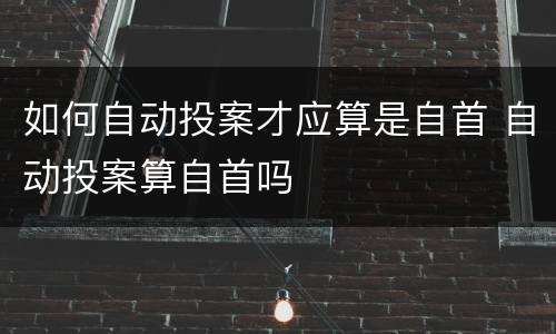 如何自动投案才应算是自首 自动投案算自首吗