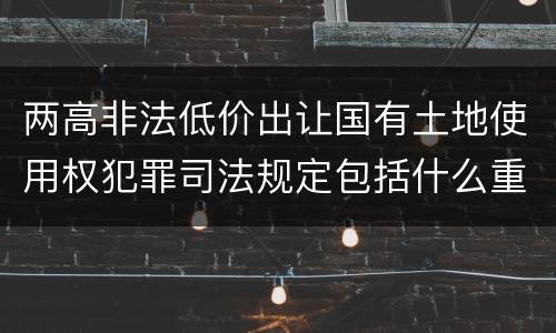 两高非法低价出让国有土地使用权犯罪司法规定包括什么重要内容