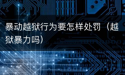 暴动越狱行为要怎样处罚（越狱暴力吗）