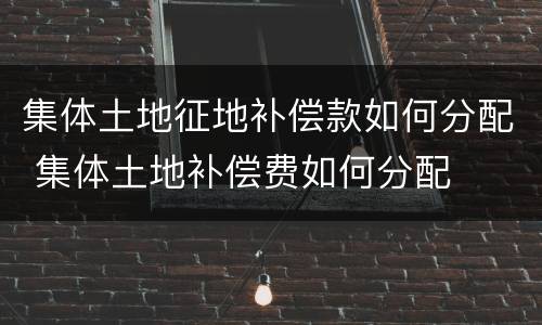 集体土地征地补偿款如何分配 集体土地补偿费如何分配