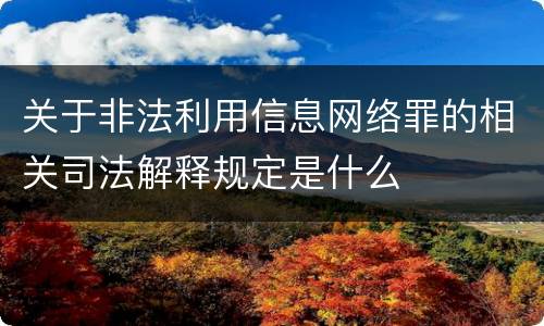 关于非法利用信息网络罪的相关司法解释规定是什么