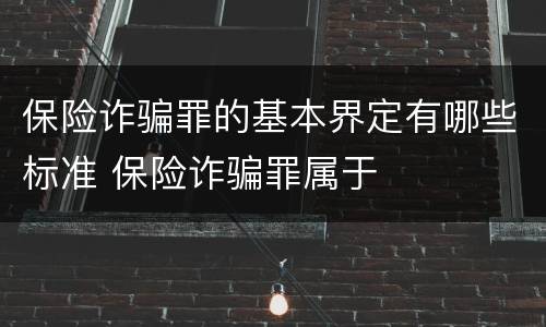 保险诈骗罪的基本界定有哪些标准 保险诈骗罪属于