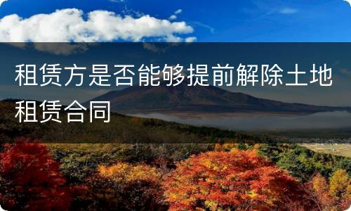 租赁方是否能够提前解除土地租赁合同