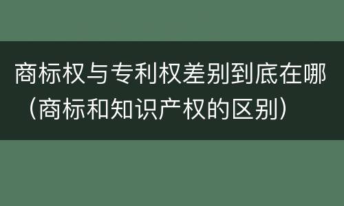 商标权与专利权差别到底在哪（商标和知识产权的区别）