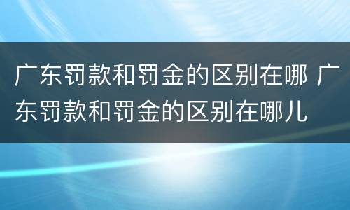 广东罚款和罚金的区别在哪 广东罚款和罚金的区别在哪儿