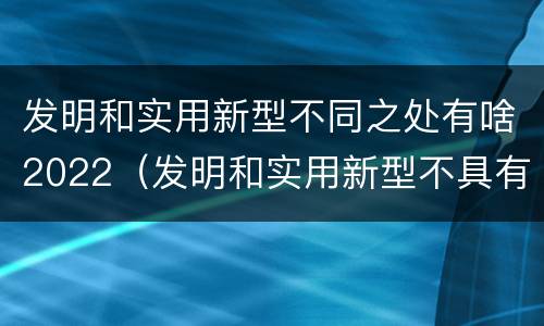 发明和实用新型不同之处有啥2022（发明和实用新型不具有什么特性）