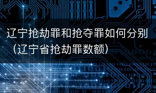 辽宁抢劫罪和抢夺罪如何分别（辽宁省抢劫罪数额）