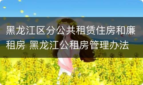 黑龙江区分公共租赁住房和廉租房 黑龙江公租房管理办法