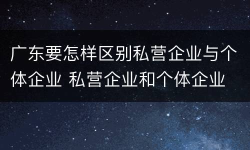 广东要怎样区别私营企业与个体企业 私营企业和个体企业