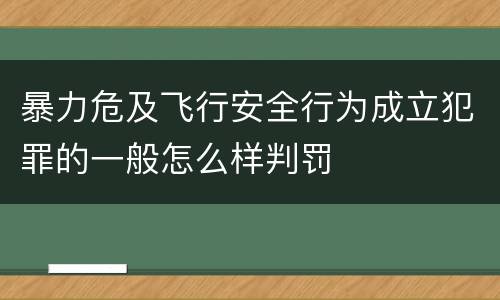 暴力危及飞行安全行为成立犯罪的一般怎么样判罚