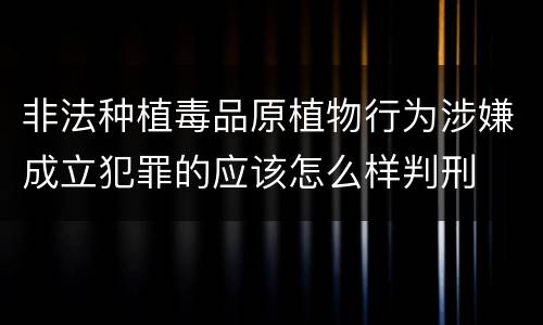 非法种植毒品原植物行为涉嫌成立犯罪的应该怎么样判刑