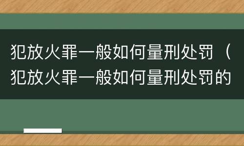 犯放火罪一般如何量刑处罚（犯放火罪一般如何量刑处罚的）