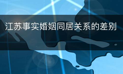 江苏事实婚姻同居关系的差别